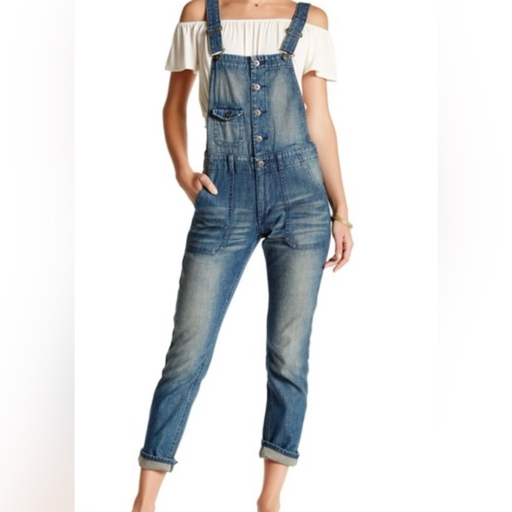 Lovestitch Denim Slim Fit Overalls Women’s Small Railroad Stripe